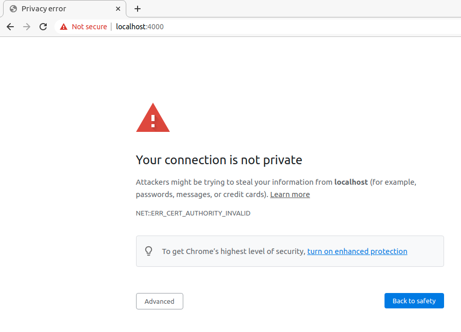 Chrome complains about our HTTPS server