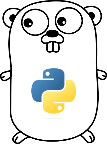 Go gopher with Python logo inside