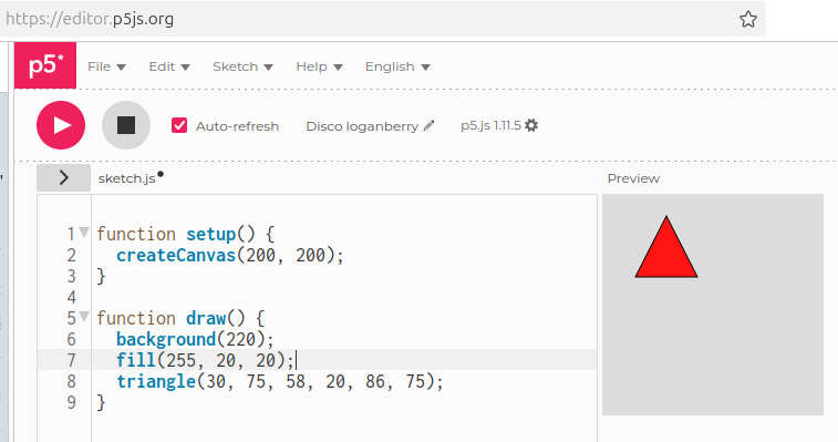 p5.js web editor screenshot