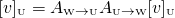 \[[v]_{\text{\tiny U}}=\\ A_{\text{\tiny W}\rightarrow \text{\tiny U}}A_{\text{\tiny U}\rightarrow \text{\tiny W}}[v]_{\text{\tiny U}}\]