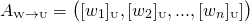 \[A_{\text{\tiny W}\rightarrow \text{\tiny U}}=\begin{pmatrix}[w_1]_{\text{\tiny U}},[w_2]_{\text{\tiny U}},...,[w_n]_{\text{\tiny U}}]\end{pmatrix}\]